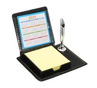 PATIKIL 1pcs Leather Sticky Notes Holder with Pen Holder, Post Notes Holder Storage Box Desktop Mini Case Business Card Holder Memo Pad Organizer for Desk Home Office Gift,Yellow