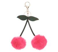 PATIKIL 1pcs Pom Pom Keychain, Fluffy Keychain Cute Fur Ball Key Chains Cherry Bag Charm Fake Rabbit Fur for Girls Backpacks Keys Women Purse Gift, Light Red
