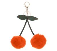 PATIKIL 1pcs Pom Pom Keychain, Fluffy Keychain Cute Fur Ball Key Chains Cherry Bag Charm Fake Rabbit Fur for Girls Backpacks Keys Women Purse Gift, Orange
