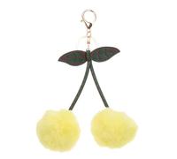 PATIKIL 1pcs Pom Pom Keychain, Fluffy Keychain Cute Fur Ball Key Chains Cherry Bag Charm Fake Rabbit Fur for Girls Backpacks Keys Women Purse Gift, Yellow