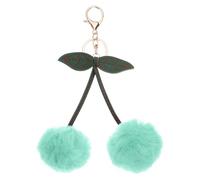 PATIKIL 1pcs Pom Pom Keychain, Fluffy Keychain Cute Fur Ball Key Chains Cherry Bag Charm Fake Rabbit Fur for Girls Backpacks Keys Women Purse Gift, Cyan
