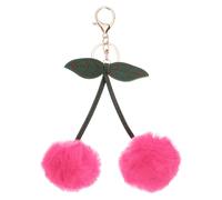 PATIKIL 1pcs Pom Pom Keychain, Fluffy Keychain Cute Fur Ball Key Chains Cherry Bag Charm Fake Rabbit Fur for Girls Backpacks Keys Women Purse Gift, Hot Pink