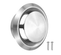 PATIKIL 1Set 4 Inch Round Ceiling Diffuser, 304 Stainless Steel Adjustable Wall Air Vent Diffuser Vent Duct Cover Exhaust Supply for Kitchen Bathroom Garage, Silver