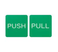 PATIKIL 1Set Push Pull Door Signs Stickers, 3in Push and Pull Signs Stickers Plate Acrylic Vertical Self-Adhesive for Doors Glass Window Business Stores, Square, Green