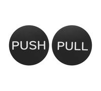 PATIKIL 1Set Push Pull Door Signs Stickers, 3in Push and Pull Signs Stickers Plate Acrylic Vertical Self-Adhesive for Doors Glass Window Business Stores, Round, Black