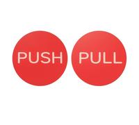 PATIKIL 1Set Push Pull Door Signs Stickers, 3in Push and Pull Signs Stickers Plate Acrylic Vertical Self-Adhesive for Doors Glass Window Business Stores, Round, Red