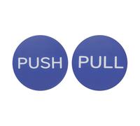 PATIKIL 1Set Push Pull Door Signs Stickers, 3in Push and Pull Signs Stickers Plate Acrylic Vertical Self-Adhesive for Doors Glass Window Business Stores, Round, Blue