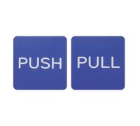 PATIKIL 1Set Push Pull Door Signs Stickers, 3in Push and Pull Signs Stickers Plate Acrylic Vertical Self-Adhesive for Doors Glass Window Business Stores, Square, Blue