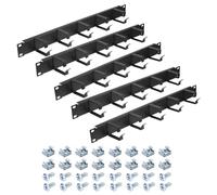PATIKIL 1U 5 D-Ring Cable Manager, 5 Pack 19-Inch Metal Horizontal Rack Mount Metal Server Rack Wire Management for Racks, Server Cabinets, Black