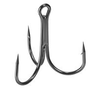 PATIKIL 2/0# Fishing Treble Hooks, 10Pcs 3X Strong Treble Fish Hook High Carbon Steel Fishing Hooks Round Bend Barbed for Freshwater Saltwater, Black
