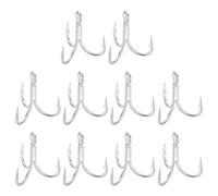 PATIKIL 2/0# Fishing Treble Hooks, 10Pcs 4X Strong Treble Fish Hook High Carbon Steel Fishing Hooks Round Bend Barbed for Freshwater Saltwater, Silver