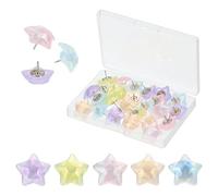 PATIKIL 2.1 x 1.7cm Star Push Pins, 30 Pcs Star Shape Thumb Tacks Cute Decorative Push Pin with Storage Box for Cork Bulletin Boards Photos Wall Maps Office, Glitter Mixed Colors
