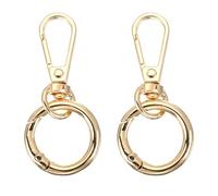 PATIKIL 2.2" Swivel Snap Hooks with Key Rings, 2Pcs Double Opening Metal Lobster Swivel Clasp Clip with O Ring for DIY Crafts Lanyard Making, Gold Tone