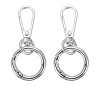 PATIKIL 2.2" Swivel Snap Hooks with Key Rings, 2Pcs Double Opening Metal Lobster Swivel Clasp Clip with O Ring for DIY Crafts Lanyard Making, Silver Tone