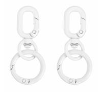 PATIKIL 2.2" Swivel Snap Hooks with Key Rings, 2Pcs Double Opening Metal Oval Swivel Spring Clasp Clip with O Ring for DIY Crafts Jewelry Lanyard Making, White