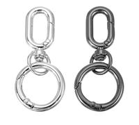 PATIKIL 2.2" Swivel Snap Hooks with Key Rings, 2Pcs Double Opening Metal Oval Swivel Spring Clasp Clip with O Ring for DIY Crafts Jewelry Lanyard Making, Dark Gray/Silver Tone