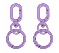 PATIKIL 2.2" Swivel Snap Hooks with Key Rings, 2Pcs Double Opening Metal Oval Swivel Spring Clasp Clip with O Ring for DIY Crafts Jewelry Lanyard Making, Purple