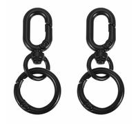 PATIKIL 2.2" Swivel Snap Hooks with Key Rings, 2Pcs Double Opening Metal Oval Swivel Spring Clasp Clip with O Ring for DIY Crafts Jewelry Lanyard Making, Black