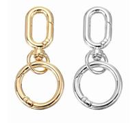 PATIKIL 2.2" Swivel Snap Hooks with Key Rings, 2Pcs Double Opening Metal Oval Swivel Spring Clasp Clip with O Ring for DIY Crafts Jewelry Lanyard Making, Gold Tone/Silver Tone