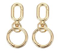 PATIKIL 2.2" Swivel Snap Hooks with Key Rings, 2Pcs Double Opening Metal Oval Swivel Spring Clasp Clip with O Ring for DIY Crafts Jewelry Lanyard Making, Gold Tone