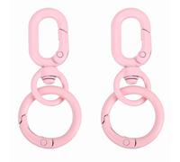 PATIKIL 2.2" Swivel Snap Hooks with Key Rings, 2Pcs Double Opening Metal Oval Swivel Spring Clasp Clip with O Ring for DIY Crafts Jewelry Lanyard Making, Pink