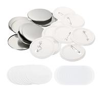 PATIKIL 2.26inch Button Parts, 50Pcs Round Badge Parts DIY Pin Maker Kit for Button Maker Machine with Metal Cover Plastic Base, Film and Blank Paper