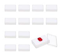 PATIKIL 2.2x1.5x0.6 Inch Gemstone Display Box, 12 Pcs Transparent Acrylic Square Diamond Storage Boxes Jewelry Container with Sponge for Gems Diamonds Coin Pins Badges Bare Stone (White)