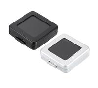 PATIKIL 2.2x2.2x0.6 Inch Gemstone Display Box, Diamond Storage Boxes Jewelry Container with Clear Glass Top Lids and Sponge for Gems Diamonds Coin Pins Badges Bare Stone, Silver Tone/Black