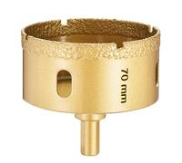 PATIKIL 2-3/4" Diamond Hole Saw 70mm Diamond Tip Hole Cutter 3-Flat Shank for Hand Drilling Ceramic Porcelain Marble Tiles Stone Brick Hard Material - Gold Tone