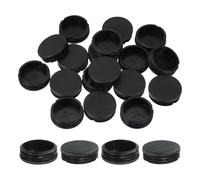 PATIKIL 2-3/8 Inch Plastic Tubing End Caps, 20 Pcs Round Hole Plug Insert for Round Iron Pipe Chair Leg Table Bookshelves Patio Furniture, Black