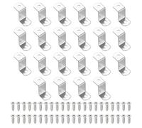 PATIKIL 2/3" Offset Canvas Clips, 22 Pcs Metal Picture Framing Mirror Clips Z Shape Mounting Tools with 2 Mounting Holes for Photo Painting, Include 44 Screws, Silver Tone