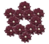 PATIKIL 2.36 in Rhinestone Chiffon Flower, 12 Pcs Fabric Appliques, Wine Red