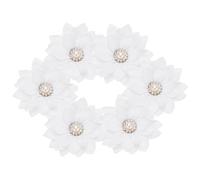PATIKIL 2.36 in Rhinestone Chiffon Flower, 6 Pcs Fabric Flowers Rhinestone Pearl Sewing Appliques for DIY Crafts Dresses Clothing Headbands Wedding Decoration, White