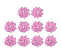 PATIKIL 2.4" Fabric Brooches Flowers, 10 Pcs Fabric Flowers for Brooch Pin Sewing Fabric Appliques Headband Embellishments with a Pearl for DIY Craft Wedding Decor, Purple