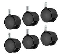 PATIKIL 2.4 Inch Swivel Casters, 6 Pack Nylon 360 Degree Universal Circlip Swivel Stem Wheels for Chair Furniture Replacement, Black