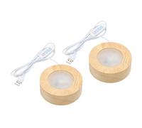 PATIKIL 2.4 Inch Wooden LED Light Base, 2pcs Wood Light Display Base Stand Lighting with Dimmer for 3D Crystal Glass Aroma Stone Art, 3 Color White Light