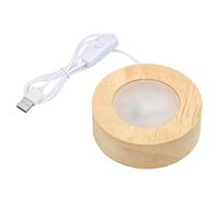 PATIKIL 2.4 Inch Wooden LED Light Base, Wood Light Display Base Stand Lighting with Switch for 3D Crystal Glass Aroma Stone Art, Colorful Light