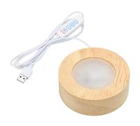 PATIKIL 2.4 Inch Wooden LED Light Base, Wood Light Display Base Stand Lighting with Switch for 3D Crystal Glass Aroma Stone Art, 3 Color Light