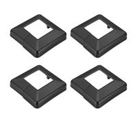 PATIKIL 2.4 x 2.4 Inches Post Sleeve, Plastic Post Base Cover Column Wraps Split Style Vinyl Sleeve for Wood Hand Porch Fence Deck Stairs Rails - 4pcs (Black)