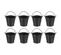 PATIKIL 2.4"x2" Small Metal Buckets with Handle, 8 Pcs Mini Galvanized Bucket Colorful Easter Buckets for Crafts Party Favors Decoration, Black