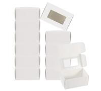 PATIKIL 2.4"x4"x2" Paper Soap Box with Window, 60 Pack Homemade Soap Boxes Rectangle Presents Packaging Boxes for Birthday Christmas DIY Craft, White