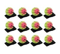 PATIKIL 2.5 Inch Sports Wrist Ball, 12Pcs Basketball Rubber Rebound Wristband Wrist Return Ball Sport on A String for Exercise Play, Mixed Colors