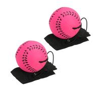 PATIKIL 2.5 Inch Sports Wrist Ball, 2Pcs Baseball Rubber Rebound Wristband Wrist Return Ball Sport on a String for Exercise Play, Fluorescent Rose Red