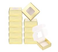 PATIKIL 2.5"x2.5"x1" Paper Soap Box with Window, 30 Pack Homemade Soap Boxes Square Presents Packaging Boxes for Birthday Christmas DIY Craft, Golden