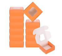 PATIKIL 2.5"x2.5"x1" Paper Soap Box with Window, 30 Pack Homemade Soap Boxes Square Presents Packaging Boxes for Birthday Christmas DIY Craft, Orange