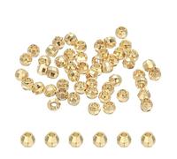 PATIKIL 2.5mm 14k Light Gold Plated Laser Filled Spacer Beads, 50Pcs Metal Smooth Faceted Round Ball Beads for Bracelet Jewelry Making Necklace DIY