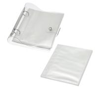 PATIKIL 2.5x3.5" Clear Loose-Leaf Photo Album Plastic Transparent Picture Album with 100 Pockets and 50 Replacement Refill Sleeves for Photo Postcard, Transparent