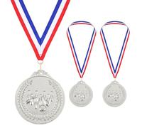 PATIKIL 2.6" Silver Bowling Medals, 3 Pack Bowling Award Medals with Ribbon Red White for Games Sports Competitions