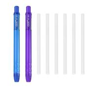 PATIKIL 2+6Pcs Retractable Eraser Pen, Soft Cute Pencil Erasers with 6 Replacement Rubber Refills for Office Home Writing Painting Sketching Artists Teacher Pencils, Blue/Purple TPE