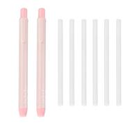 PATIKIL 2+6Pcs Retractable Eraser Pen, Soft Cute Pencil Erasers with 6 Replacement Rubber Refills for Office Home Writing Painting Sketching Artists Teacher Pencils, Light Pink TPE